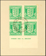 1/2 D Unterrandviererblock In Der Farbe Smaragdgrün Mit Druckvermerk (Imprint) Der 1. Auflage Mit Stpl.... - Autres & Non Classés