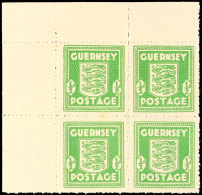 1/2 D Eckrandviererblock In Der Farbe Olivgrün, Katalog: 1c **1 / 2 D Corner Margin Block Of Four In The... - Autres & Non Classés