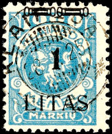 1 L Auf 1000 M In Type V Tadellos Gestempelt, Gepr. Klein BPP, Mi. 300.-, Katalog: 182V O1 L On 1000 M In Type... - Memel (Klaïpeda) 1923