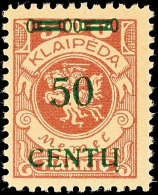 50 C Auf 500 Mark In Type BI Tadellos Postfrisch, Mi. 250.-, Katalog: 173BI **50 C On 500 Mark In Type BI In... - Memel (Klaïpeda) 1923