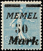 M. Auf 50 Pfg. Auf 50 C. Preußischblau, Postfrisch, Geprüft Dr. Petersen BPP, Mi. 180,-, Katalog: 123a... - Memel (Klaïpeda) 1923