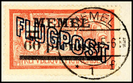 60 Pf Auf 40 C Flugpost In Type II Tadellos Auf Briefstück, Gepr. Dr. Petersen BPP, Mi. 350.-, Katalog: 40II... - Memel (Klaïpeda) 1923