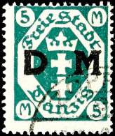 5 Mark Staatswappen Mit Aufdruck "D M", Wz. 3X, Zeitgerecht Entwertet "ZOPPOT E 15.10.23", Tadellose Erhaltung,... - Autres & Non Classés