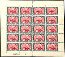 5 Mark Deutsches Reich Mit Aufdruck "Danzig", Kpl. Bogen Zu 20 Werten, Aufdruck-HAN "H 3376 20", Plattennummer Am... - Autres & Non Classés