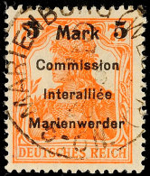 5 Mark Auf 7 1/2 Pfg Germania, Aufdruck In Type AIb, Tadellos Gestempelt, Gepr. Klein BPP, Mi. 90.-, Katalog: 25AIb... - Autres & Non Classés