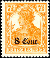 8 C. Auf 7½ Pf. Germania Rötlichorange, Postfrisch, Gepr. Hey BPP, Mi. 300.-, Katalog: 3b **8 C. On... - Autres & Non Classés