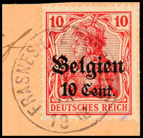 "FRASNES-LEZ-GOSSELIES 7 IX 1918", Klar Und Zentr. Auf Postanweisungsausschnitt 10 C., Katalog: 14... - Autres & Non Classés