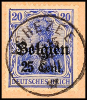 "EGHEZEE 24 VIII 17", Klar Und Zentr. Auf Paketkartenausschnitt 25 C., Katalog: 18 BSEGHEZEE 24 VIII 17,... - Autres & Non Classés