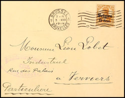"BRUSSEL BRUXELLES 1 3 VIII 1916", Fahnenstempel "ID" Klar Auf Zensurbrief 15 C. Nach Verviers, Katalog: 15... - Autres & Non Classés