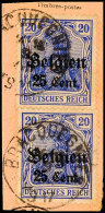 "BRACQUEGNIES ? 1917", Klar Auf Paketkartenausschnitt Mit 2mal 25 C., Katalog: 18(2) BSBRACQUEGNIES ? 1917,... - Autres & Non Classés