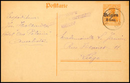 "AVERBODE 19 VI 1917", Klar Und Zentr. Auf GA-Karte 8 C. Mit Zensur Nach Liege, Katalog: P 10I GAAVERBODE 19 VI... - Autres & Non Classés