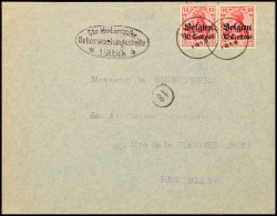 "AUBEL 10 VII 1918", Je Klar Auf Zensurbrief Paar 10 C. Nach Brüssel, Katalog: 3(2) BFAUBEL 10 VII 1918,... - Autres & Non Classés