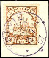 TSEVIE 3 7 07 Klar Auf Briefstück 3 Pfg Kaiseryacht, Katalog: 7 BSTSEVIE 3 7 07 Clear On Piece 3 Pfg... - Togo