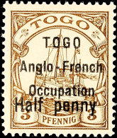 Half Penny Auf 3 Pf. In Type I Tadellos Postfrisch Und Noch Völlig Unsigniert, Mi. 900.-, Katalog: 14I... - Togo