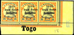 25 Pfg Kaiseryacht Mit Aufdruck In Type II, Waager. Unterranddreierstreifen Vom Eckrand Unten Rechts Mit... - Togo