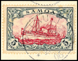 5 Mark Kaiseryacht Auf Briefstück, Zentrischer Klarer Bessere Stempel PALAULI 23/6 06, Mi. 600.-+ Arge 250.-,... - Samoa
