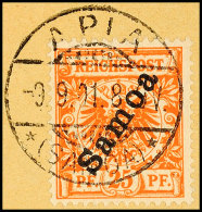 25 Pf. Dunkelorange Tadellos Auf Briefstück, Mi. 120.-, Katalog: 5b BS25 Pf. Dark Orange In Perfect... - Samoa