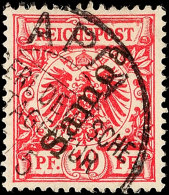 10 Pf Lilarot (UV Hellzinnober) Tadellos Gestempelt, Tiefst Gepr. Jäschke-Lantelme BPP, Mi. 170.-, Katalog: 3c... - Samoa