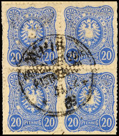20 Pf. Dunkelultramarin, 4er-Block Auf Briefstück, Zentrisch Gestempelt APIA KDPA 31/12 89, Gepr.... - Samoa