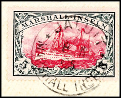 5 Mark Kaiseryacht Tadellos Gestempelt Auf Briefstück, Fotoattest Hartung "ist Farbfrisch, Normal Gezähnt... - Marshall