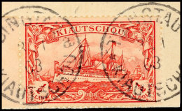 1/2 Dollar Kaiseryacht Ohne Wasserzeichen Tadellos Auf Briefstück TSINGTAU A 3/1 03, Mi. 100.-, Katalog: 24B... - Kiautchou