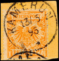 25 Pf Gelblichorange Tadellos Auf Postformularabschnitt, Voll Gestempelt KAMERUN 13/6 95, Gepr. Mansfeld, Mi.... - Cameroun