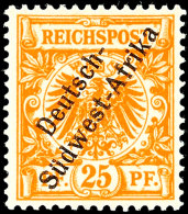 25 Pf. Dunkelorange Tadellos Ungebraucht, Gepr. Star(auschek), Mi. 350.-, Katalog: Ib *25 Pf. Dark Orange In... - Sud-Ouest Africain Allemand