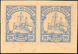 DEUTSCHE SEEPOST NEU-GUINEA-ZWEIGLINIE B  3/10 07, Dampfer Prinz Waldemar, Wiederverwendet 2mal Auf Briefstück... - Nouvelle-Guinée