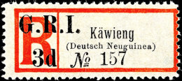 Einschrebiezettel "KÄWIENG" In Antiqua-Schrift Mit Überdruck "G. R. I.", Aufdruckfehler "ohne Punkt Nach... - Nouvelle-Guinée