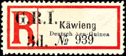 Einschrebiezettel "KÄWIENG" In Grotesk-Schrift Mit Überdruck "G. R. I.", Ungebraucht Ohne Gummierung,... - Nouvelle-Guinée