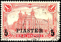 5 Piaster Auf 1 Mark Reichspost, Aufdruck In Type II (A Oben Mit Serife), Plattenfehler II "verlängerte... - Turquie (bureaux)