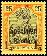 1 1/4 Piaster Auf 25 Pf. Mit Aufdruck "Specimen" Tadellos Ungebraucht, Mi. 180.-, Katalog: 15I SP *1 + Piastre... - Turquie (bureaux)