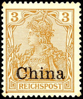 3 Pf. Reichspost, Dunkelorangebraun, Postfrisch (1 Eckzahn Winz. Stockpünktchen), Gepr. Dr. Steuer VÖB,... - Chine (bureaux)