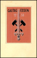 1938, Gautag Essen, Seltene Karte Mit Eingelassenem Seidenstoff, Gute Erhaltung  BF1938, Gau Day To Consume,... - Autres & Non Classés