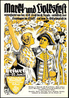 1937, "Markt- Und Volksfest", Erfurt 19.-22. Juni 37, Color Propagandakarte Anlässlich Des KdF Kreistages,... - Autres & Non Classés