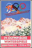 Olympische Spiele Garmisch 1936, Offizielle Colorkarte Skispringer Des Österr. Olympia-Fond  BFOlympic... - Autres & Non Classés