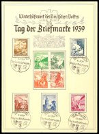 1939, Tag Der Briefmarke, Gedenkblatt Mit Kplt. Satz WHW Und SST BERLIN FAHRPOSTAMT  BS1939, Day Of The Postage... - Autres & Non Classés