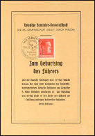 1938, Zum Geburtstag Des Führers, DIN A5 Gedenkblatt Mit Pass. MiNr. 664 Und Entspr, SST Hamburg, Rücks.... - Autres & Non Classés