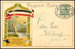 1914, Erstflug Dresden - Leipzig, Ovalstempel "Flugpost Dresden-Leipzig Dresden 10.5.14 A" Auf Flugpostkarte Mit 5... - Autres & Non Classés