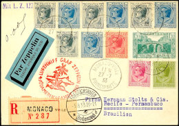 Monako: 1933, 4. Südamerikafahrt, Auflieferung Friedrichshafen Bis Recife, R-Karte Aus MONACO-VILLE... - Autres & Non Classés