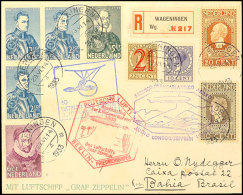Niederlande: 1933, 3. Südamerikafahrt, Anschlussflug Berlin, R-Brief Aus WAGENINGEN 29.VI. Mit Bunter... - Autres & Non Classés