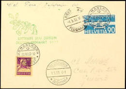 Schweiz: 1933, Deutschlandfahrt, Karte Mit U. A. 90 C. Flugpost 1932 Aus ROMANSHORN 30.IV. Via Friedrichshafen,... - Autres & Non Classés