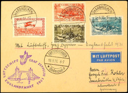 Saarland: 1931, Englandfahrt, Karte Aus SAARBRÜCKEN 15.8. Via Friedrichshafen, Alle Stempel Vorderseitig,... - Autres & Non Classés