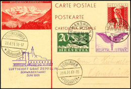 Schweiz: 1931, Fahrt Nach Böblingen, Bildpost-GSK Mit Flugpost-Zufrankatur Aus ROMANSHORN 27.VI. Via... - Autres & Non Classés