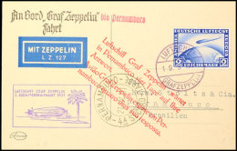1931, 2. Südamerikafahrt, Bordpost Vom 19.9. Mit Werbestempel Nach Pernambuco, Fotokarte Mit 2 M. Zeppelin,... - Autres & Non Classés