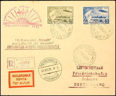 1931, Polarfahrt, UdSSR-Post, Auflieferung Malygin, R-Brief Mit Zwei Ungezähnten Zeppelinmarken, Pracht,... - Autres & Non Classés
