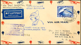 1930, Fahrt In Die Niederlande, Abwurf Venlo Mit Violettem Stempel, Vordruckbrief Ab Friedrichshafen Mit 2 M. SAF,... - Autres & Non Classés