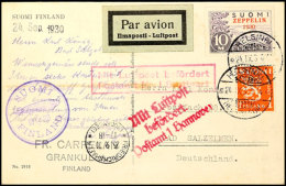 1930, Ostseefahrt, Finnische Post, Karte Mit Sondermarke Und Zufrankatur Nach Deutschland, Alle Stempel Inkl. Zwei... - Autres & Non Classés