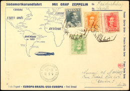 1930, Südamerikafahrt, Spanische Post Der Heimfahrt, Vordruckkarte Aus SEVILLA 4.6. Mit Vorderseitigem... - Autres & Non Classés