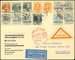 1930, Südamerikafahrt, Spanische Post Bis Lakehurst, Brief Mit Bunter Frankatur Und Allen Stempeln, Pracht,... - Autres & Non Classés